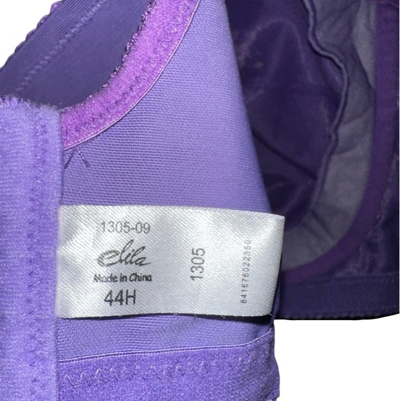 Elila Jacquard Soft Cup Bra 44H Lilac Purple Full Coverage Adjustable Straps - Picture 9 of 9